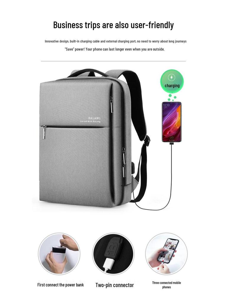 Baron Men's Minimalist Business Backpack: Lightweight, Large Capacity for Travel, Work, and Commute, Fits Laptops.