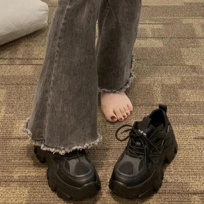 Baskets Dad Chunky à Talon Compensé Caché pour Femmes - Plateforme Rehaussante Mode de Rue Polyvalentes Petites Chaussures Sportives Décontractées