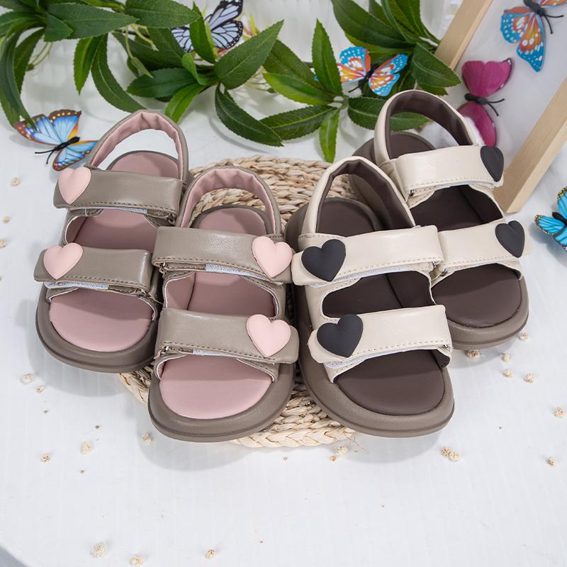 Children's Summer Sandals Open-toe Cute Girl Princess Dress Sandals Fashion Heart Kids Causal Open-toe Beach Sandals Soft Bottom
