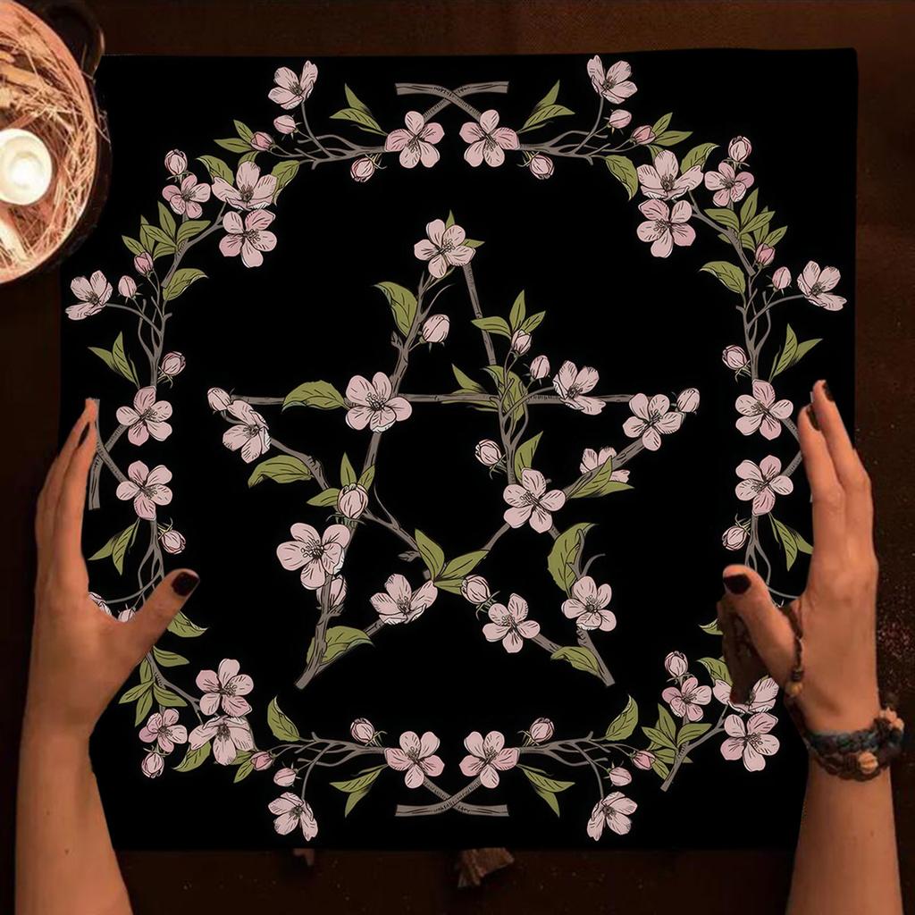Divinations Cards Table Cloth Tapestry Flower Leaf Pentagram Tarot Tablecloth Astrologys Witchcrafts Deck Cloth