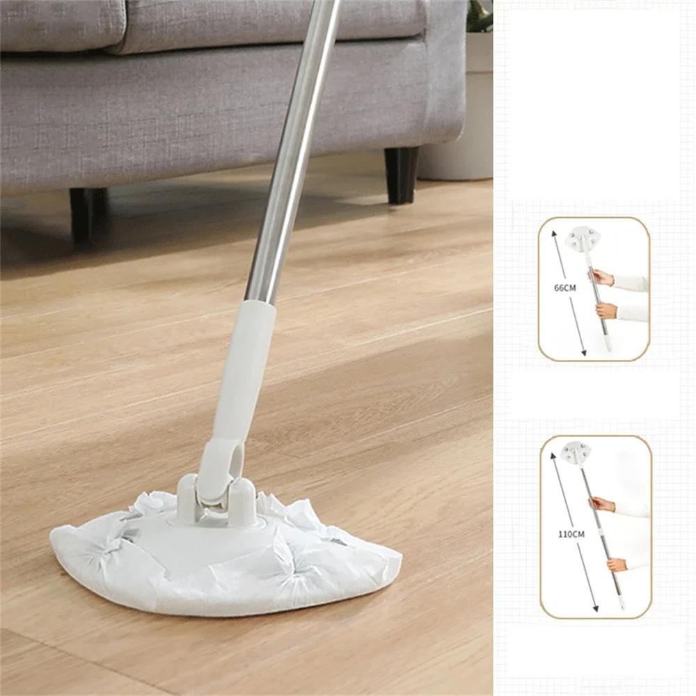 Mop Rag Action Clean Mop Floor Cleaning Brooms Flat Mop Under Furniture Rotating Triangular Mop 360 Household Cleaning Brush