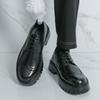 Brand Fashion Spring Men'S Thick Soled Loafers High Quality Men'S Comfortable Patent Leather Lace Up Block Leather Shoes