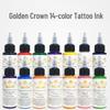 Oulan Tetovací vybavení: Sada tetovacích barev Golden Crown 14 barev (30 ml) pro praxi