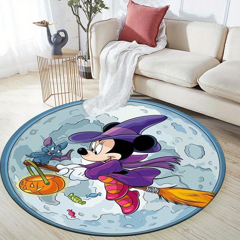 1pc Mickey Round Area Rug,Non Slip,Machine Washable Polyester Carpet for Living Room,Bedroom Decor