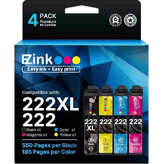 E-Z Ink Remanufactured Ink Cartridge Replacement for Epson 220 XL 220XL T220XL To Use with WF-2760 WF-2750 WF-2630 WF-2650 WF-2660 XP-320 XP-420