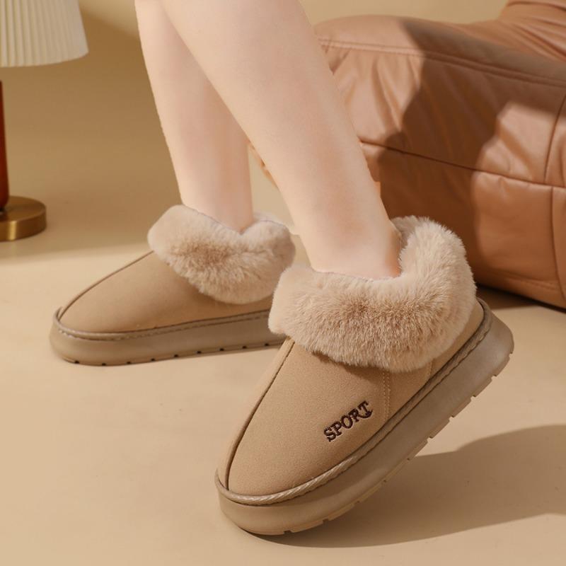 Női pamutcipő télen, beltéri hőszigetelő plüss és csúszásgátló vastag talppal, táskasarkú, női pamutcipő