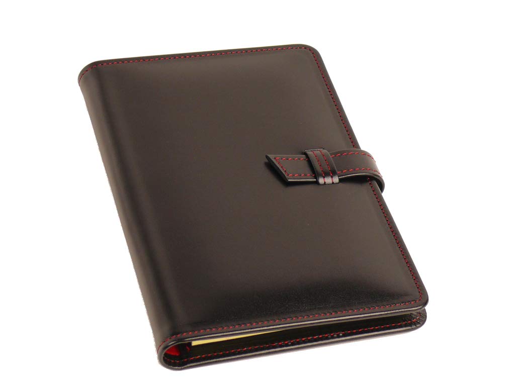 Genuine Leather Legal Pad Holder - Made in Japan - Leather Legal Pad Holder, Junior Size (Black/Red)