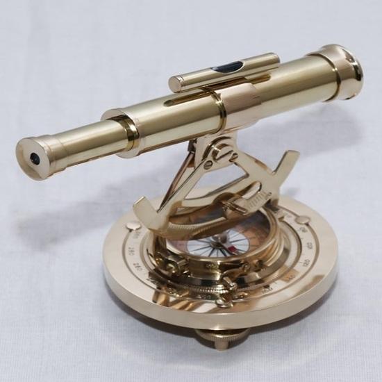 12.7 Cm Brass Alidade Decorative Telescope with Base Compass Navigational Brass Telescope Gifts