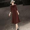 Lanzhere 2026 Spring Bow-Knot Long Sleeve A-Line Midi Dress