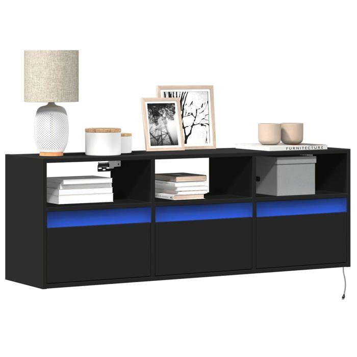 VidaXL Wall-mounted TV Cabinet with LED Lights Black 130x31x45 Cm 852342