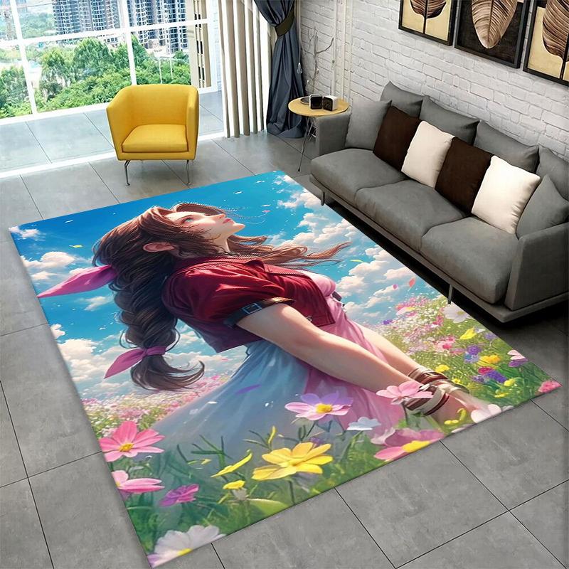 Cloud Tifa Final Fantasy Games Sephiroth Carpet Rug for Bedroom Living Room Sofa Playroom Doormat Home Decor,Area Rug Non-slip