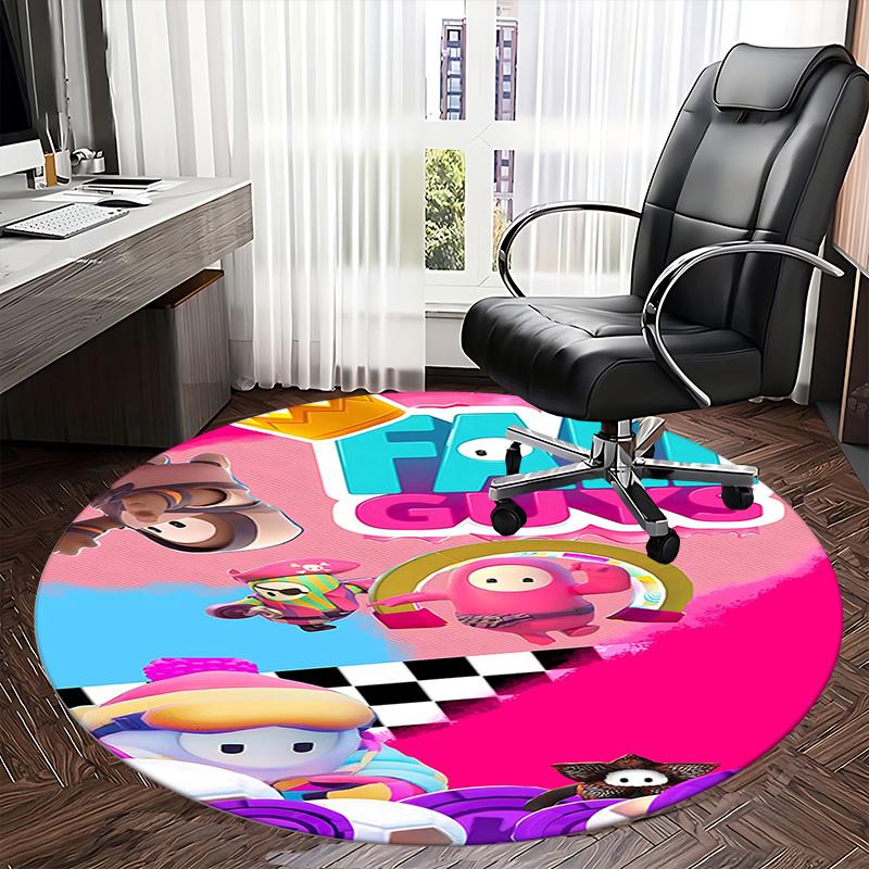 Fall Guys character, Chair mat Round Rug Office carpet, Machine Washable, Non slip, Suitable for Living Rooms, Bedrooms