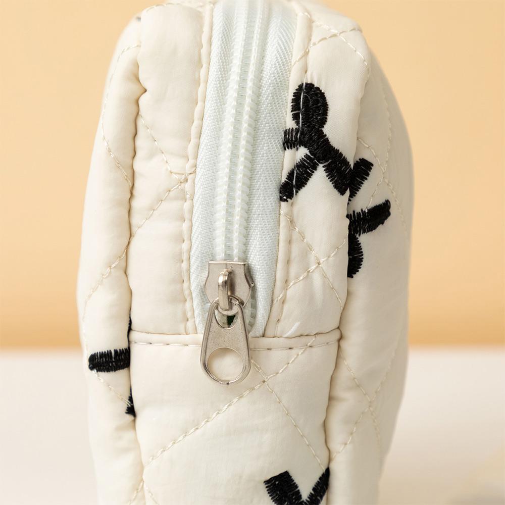 Gift Bow Sanitary Napkin Organizer Bag Coquette Quilted Women's Mini Clutch Bag Cotton Small Makeup Bag