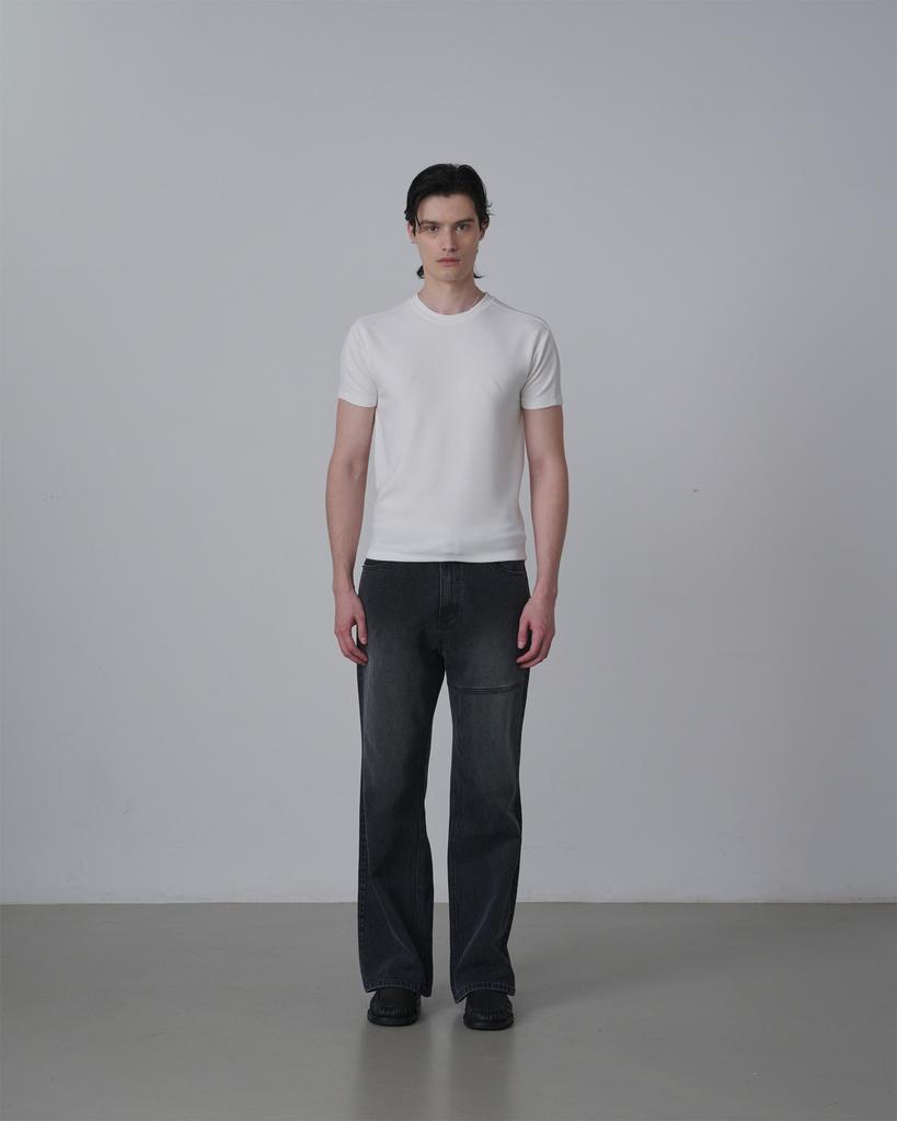 FITT SEOUL Westbridge Rib Semi-Flared Jeans_Black Denim