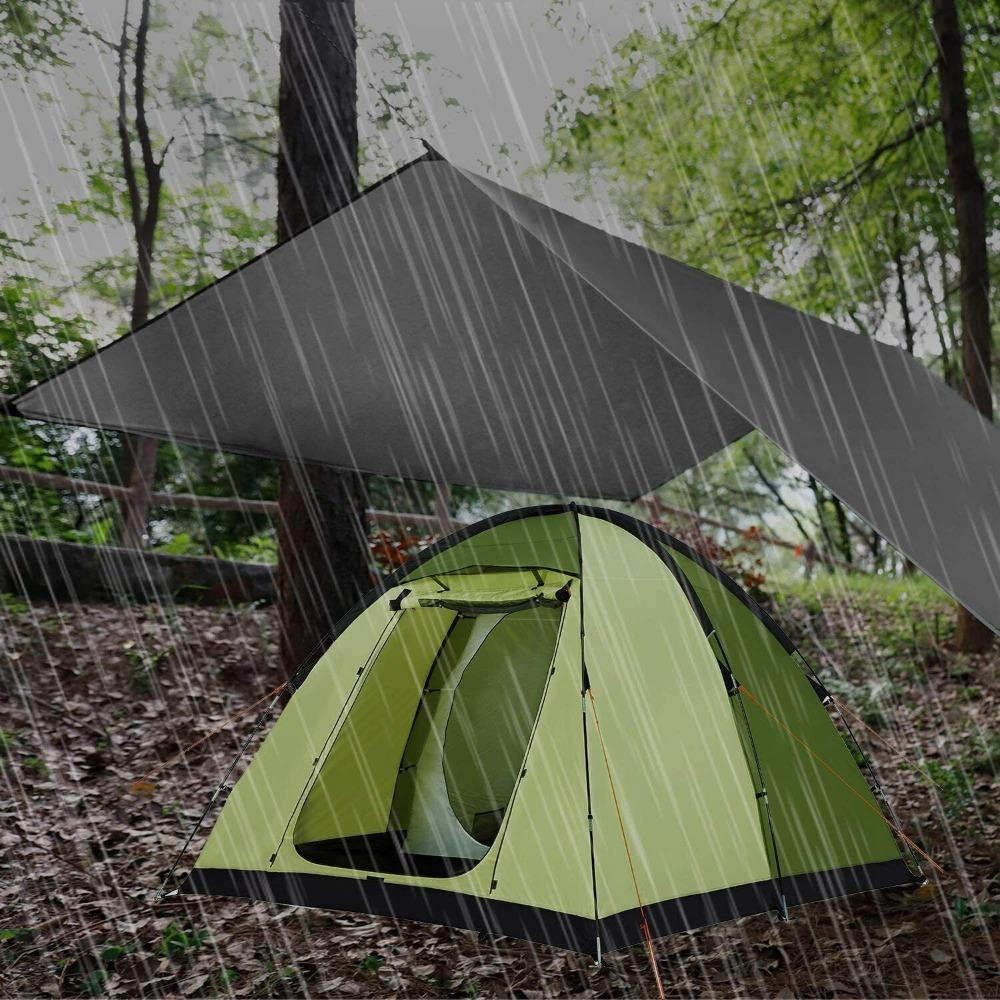 3Mx3M Camping Waterproof Awning Tarp Tent Dark Grey Ultralight Sun Shelter for Outdoor Tourist Beach Sun Shade UV Coating