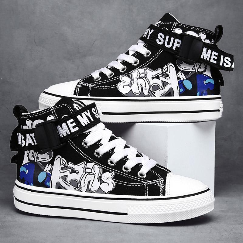 Dětské plátěné boty s vysokým svrškem, trendy dětské protiskluzové boty na skateboarding, chlapecké dívčí venkovní pohodlné sportovní tenisky