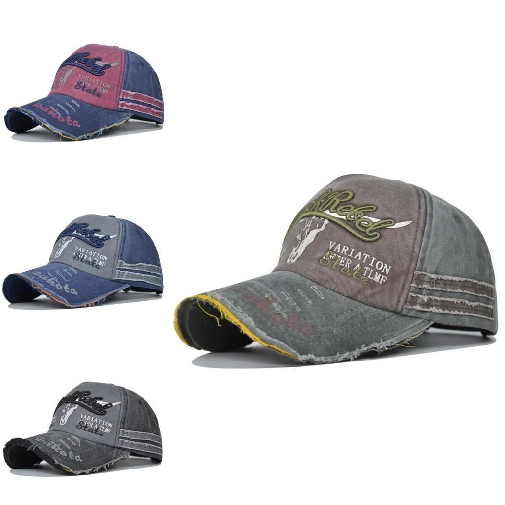 Unisex Retro Baseball Cap Washed Denim Cap Adjustable Casual Embroidered Letter Hat