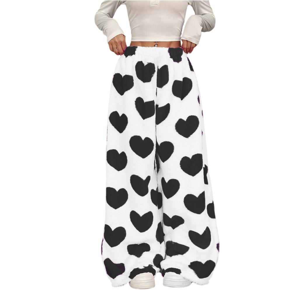 Women's Casual And Fashionable Printed Elastic Waist Loose Wide Leg Pants
