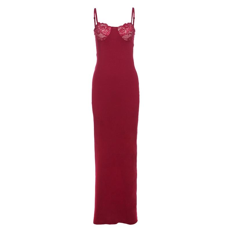 

Женское летнее длинное вечернее платье однотонное без рукавов с открытой спиной на бретелях-спагетти XL красный