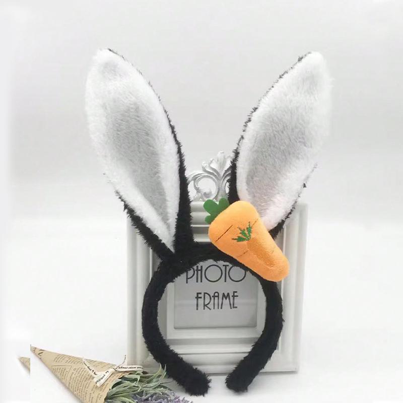 1pc Easter Bunny Ears Headband Cute Plush Bunny Ears Carrot Headband Hair Accessories Women and Girls Headband Decoration