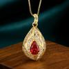Colar de Joia Joia Retro Cobre Banhado a Ouro Cor de Corindo Vermelho Tesouro Produtos de Alta Qualidade para Mulheres