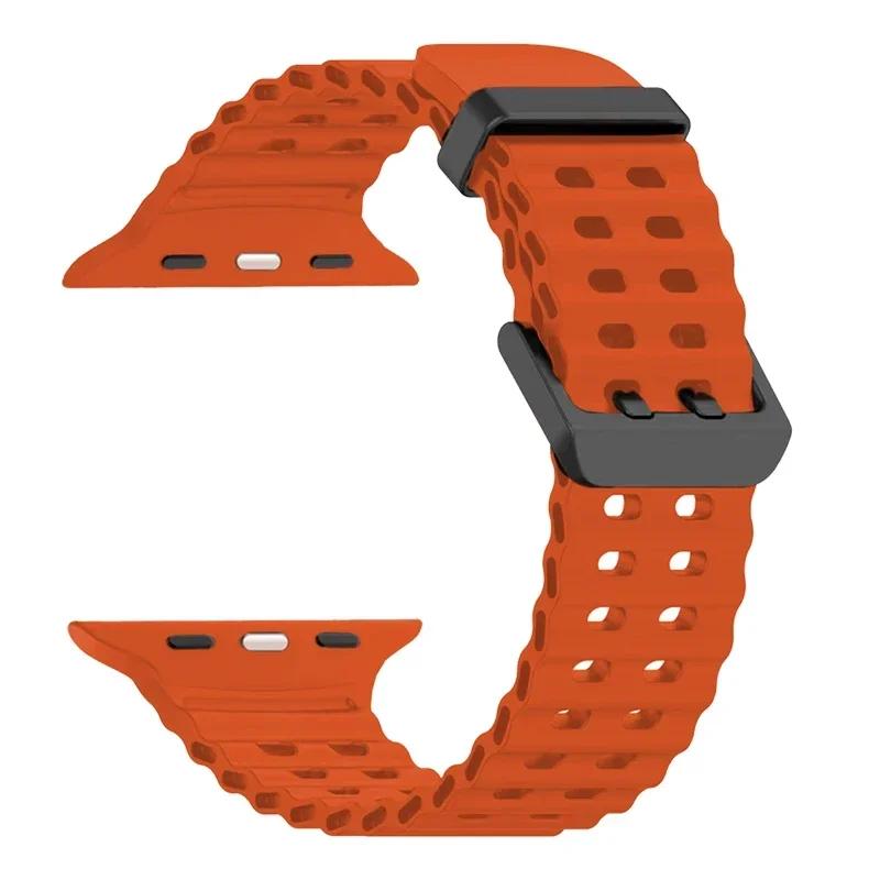 

Silicone Strap for Apple Watch Ultra 2 49mm 46 45 44 42mm 38mm 41mm 40mm Sport Band for IWatch Series 9 8 7 6 SE 5 4 3 2 Correa For Series 46mm помаранчевий