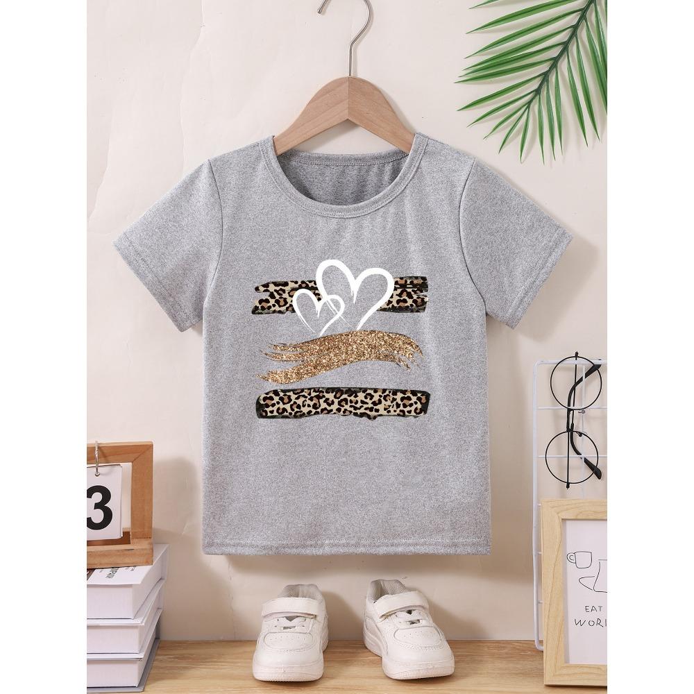 Printed Short-sleeved T-shirt, Round Neck Casual Top for Boys and Girls.