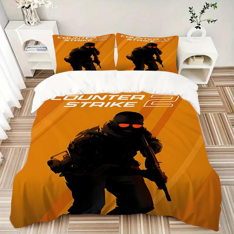 Set Biancheria da Letto Gaming Counter-Strike 2 da 3 Pezzi - Perfetto per Camera da Letto, Camera degli Ospiti, Soggiorno, Arredamento Hotel - Regalo Ideale per Fan, Viaggiatori, Uso Quotidiano