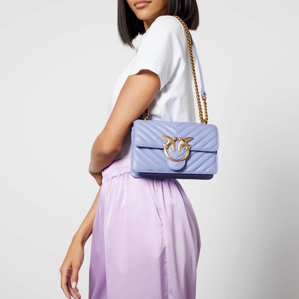 New PINKO Love Icon Nappa Leather Crossbody Bag, Shoulder Bag Women's Blue 1P22UJ-A03Z-Y79Q