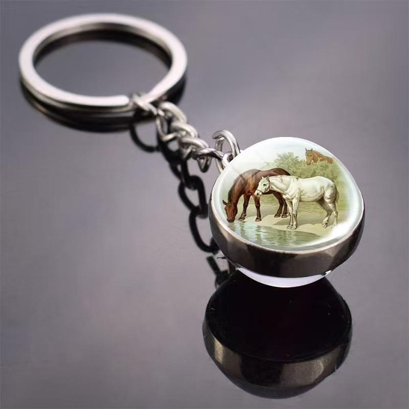 Glass Key Tag With Animal Motif And Round Shape For Gift And Everyday Carry