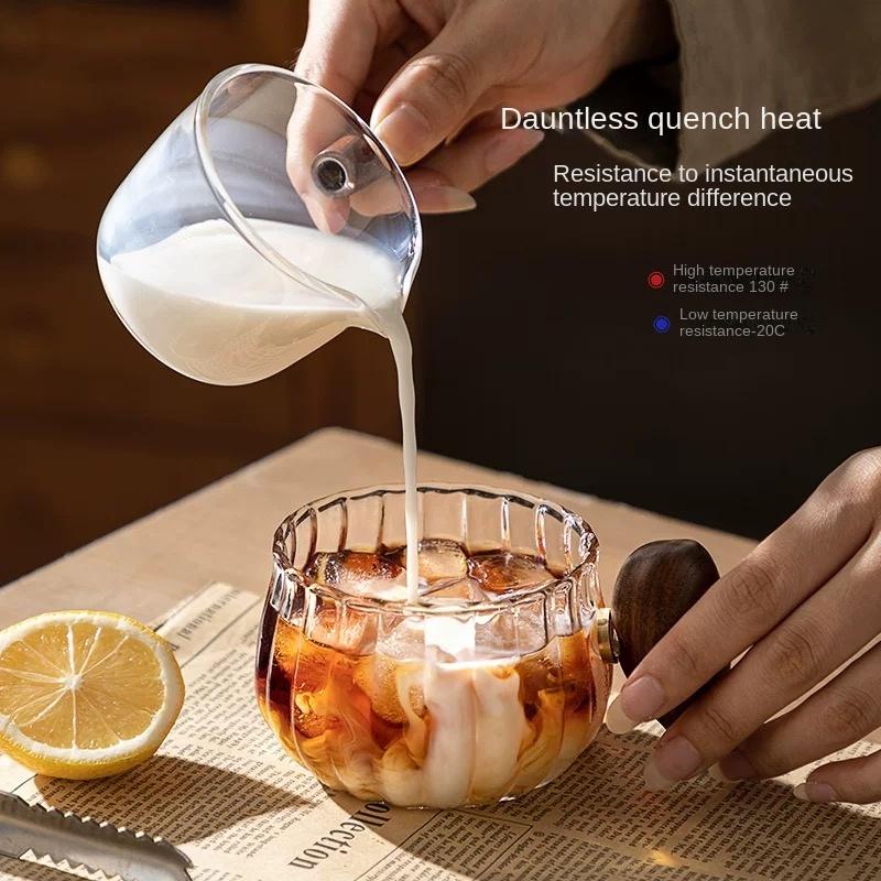 High-temperature Resistant Glass Teacups Nordic Wooden Handle Coffee Cups Household Borosilicate Glass Mugs