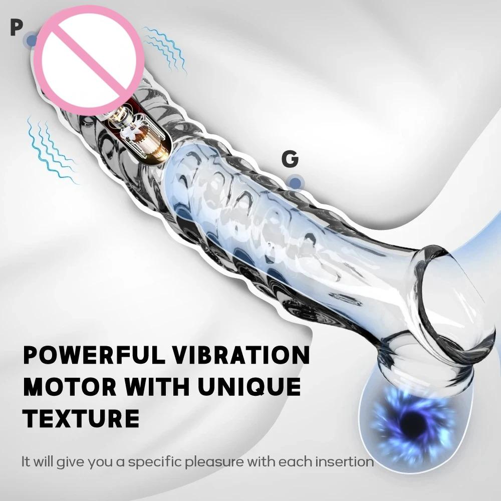 Reusable Penis Sleeve with Vibrator Penis Ring 19cm Clear Cock Ring Extender Soft Dick Enlarger for Couples Reusable Condoms