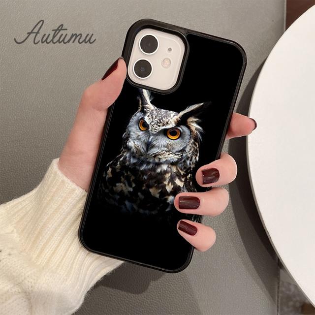 Zvierací Sova čierny Silikónový Kryt na Telefón pre iPhone 11 12 13 14 Pro Max mini XR XS SE 2020 6S 7 8 Plus Samsung Galaxy S21 S22 Kryt