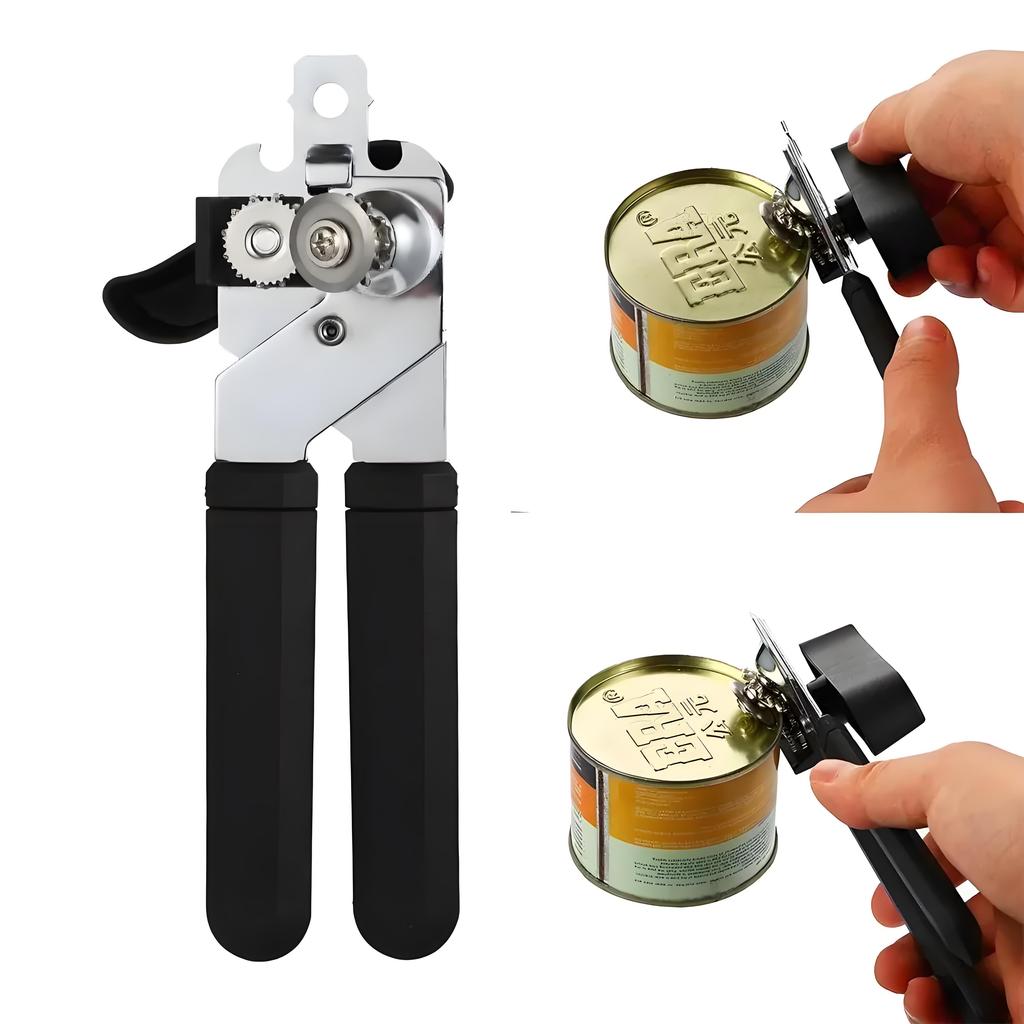 Heavy-Duty Manual Can Opener, Food Grade Stainless Steel with Smooth Edge Design - Ergonomic Kitchen Essential Tool