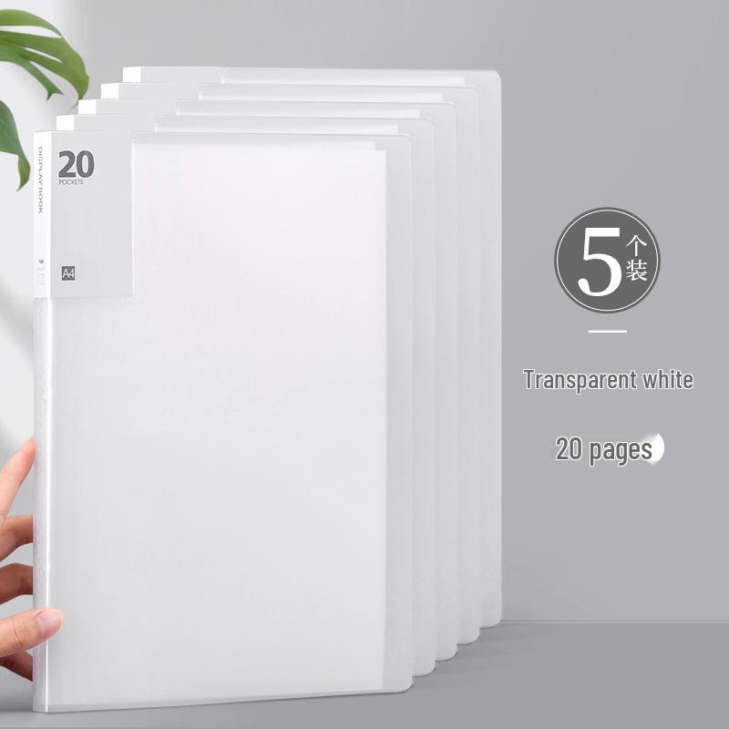 Transparent A4 Binder for Primary Students: 60-Page Insert Book, 100 Folders, Certificate Storage
