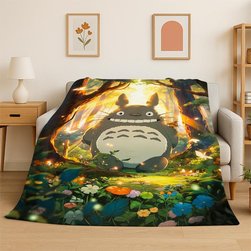 Couverture Flottante Classique T-Totoro Dessin Animé Mignonne Couverture Douce Chaude pour Chambre Salon Lit Voyage Camping Pique-nique Enfant