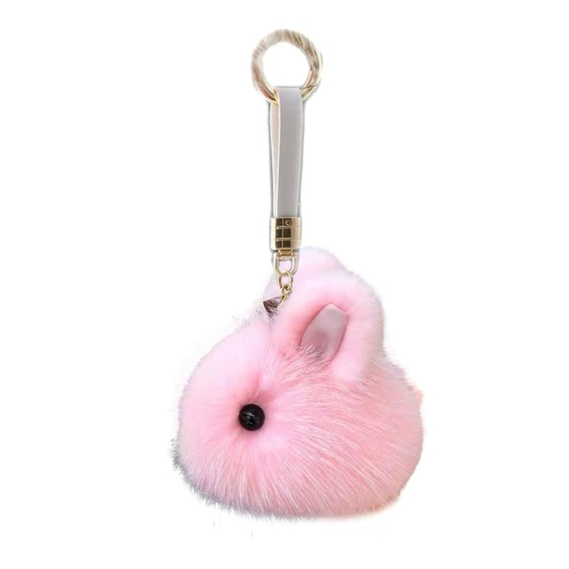 Mini Cute Rabbit Hairball Keychain Pendant Lovely Hanging Decorations Keyring Charm for Purse Bag Backpack Handbag