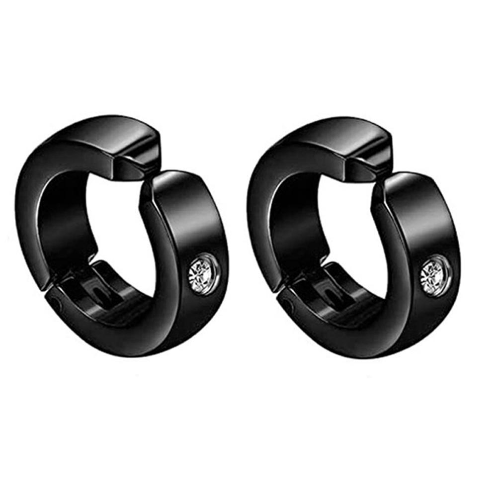 2pieces Punk Titanium Steel Ear Clip Earrings For Men Women Print Pattern Black No Pierced Fake Ear Circle New Pop Jewelry