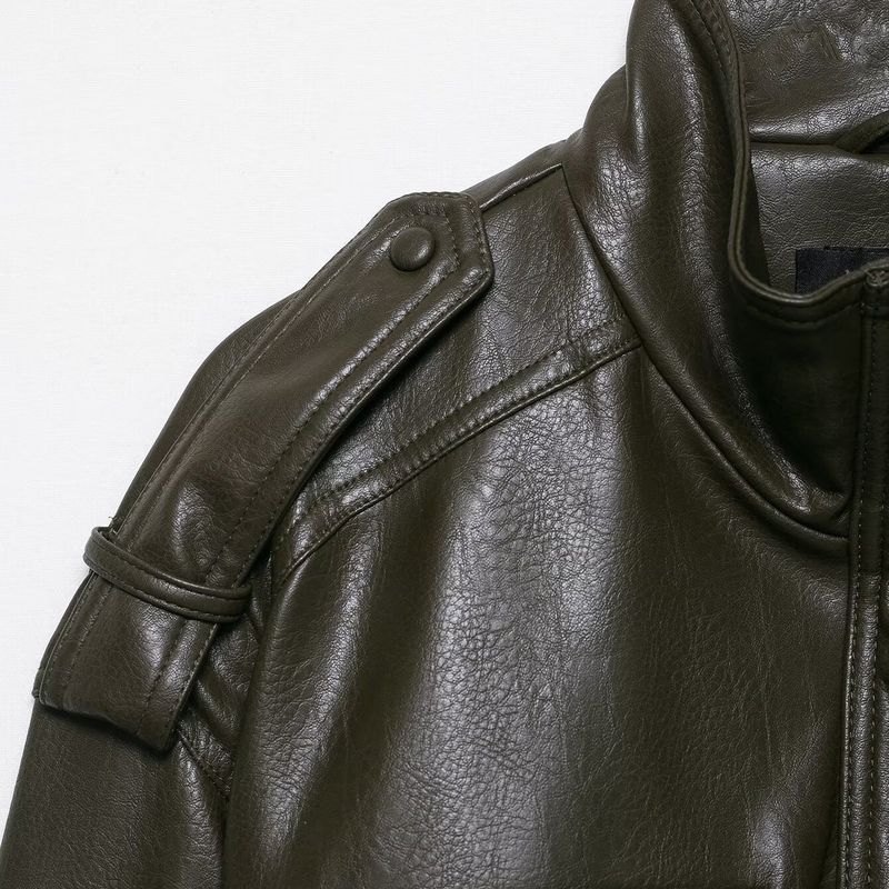 Kaslead New Women clothes Western Style Fashion Simple and Versatile Imitation Leather Short coat 4749701 533