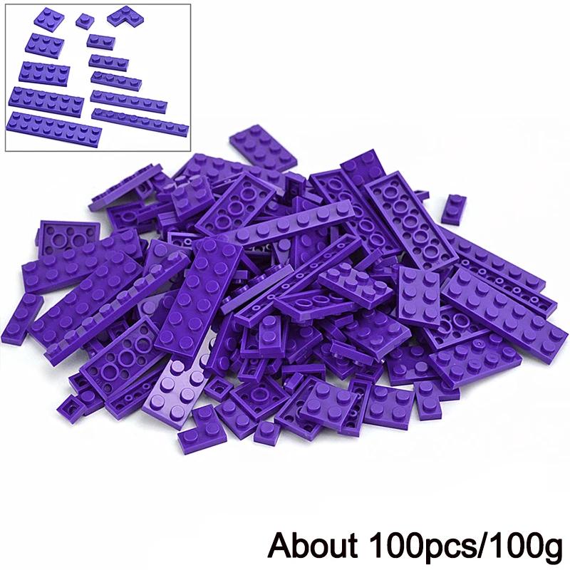 100Pcs Bulk Parts Thin Bricks 12 Size Mixed 15 Color Building Blocks Figures MOC Model Educational Construction Toy for Kid Gift