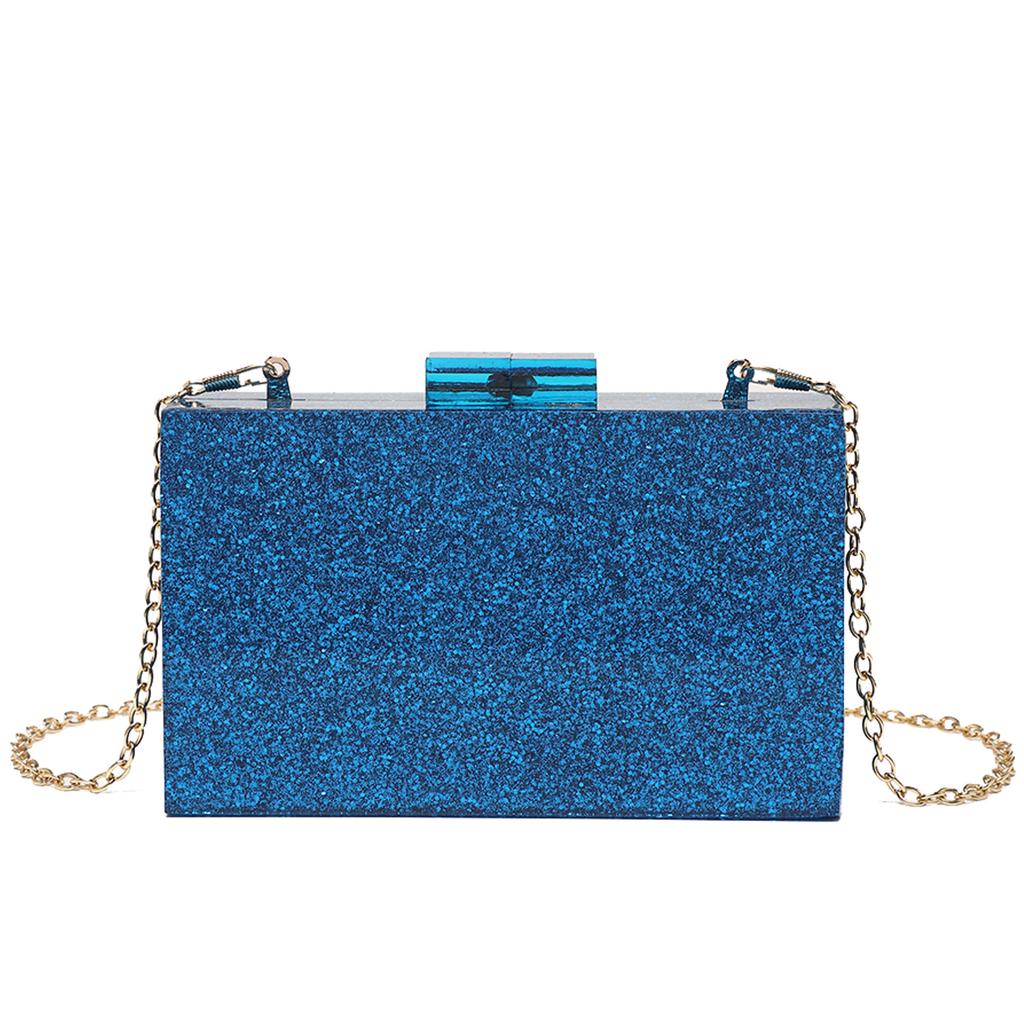 Sequined Acrylic Box Party Clutches Wedding Evening Bags for Women Designer Female Purses and Handbags Chic Chain Shoulder Bag