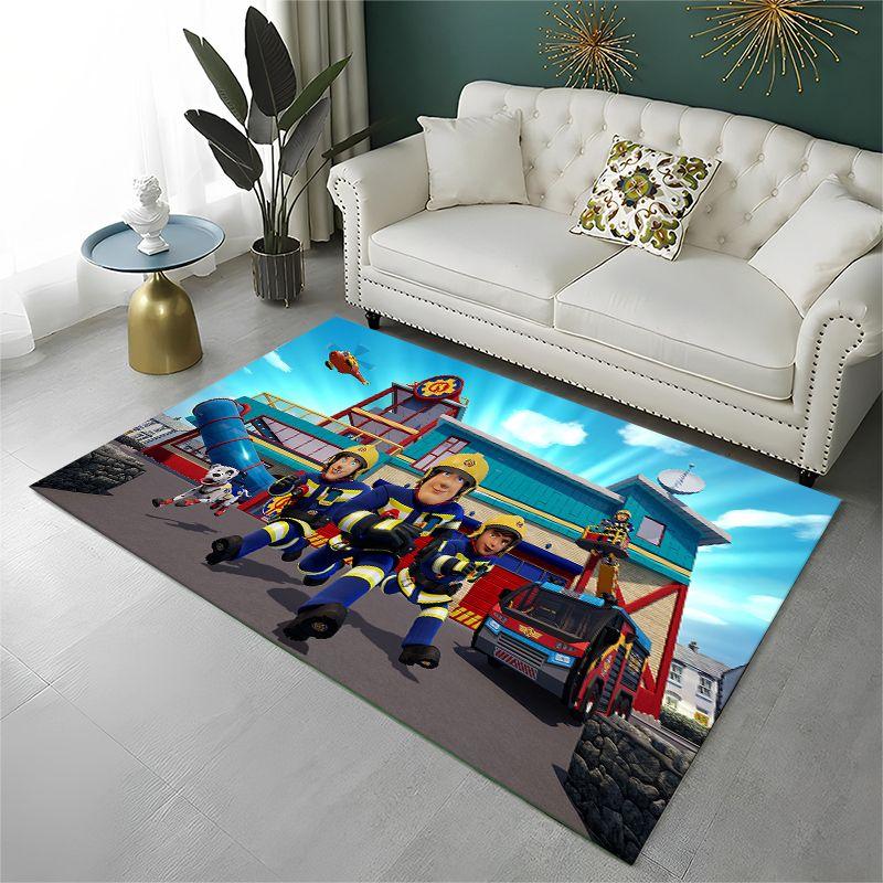 Cartoon Fireman Sam Non-Slip Area Rug for Living Room,Bedroom,Playroom,Soft Carpet Floor Mat Home Decor Rug Room Gift
