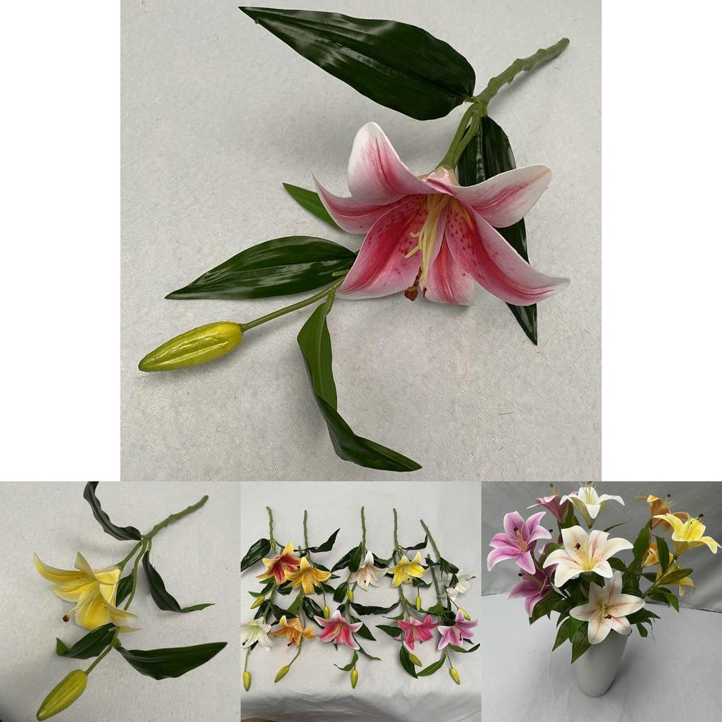 Realistic 3d Cloth Artificial Lilies Fake Flowers For Wedding Decor Home Staging Photography Props