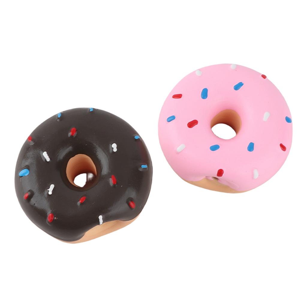 2PCS Latex Pet Doughnut Shape Sounding Teeth Cleaning Protection Chewing Biting Interactive Training Toy for Dogs