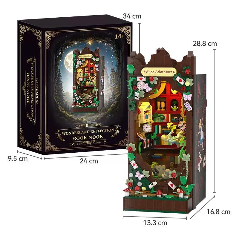 1068Pcs Fairyland Reflection Book Stand Building Blocks Moc Creative Book Nook Assembly Bricks Kid Educational Toy Birthday Gift