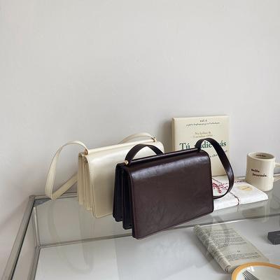 Koreanische Neue Herbst- und Winter-Neue Damenhandtasche Retro Ölwachsleder Ein-Schulter Unterarmtasche Nische Temperament Trendige Handtasche