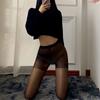 High Waist Through Crotchless Pantyhose Two Sides Open Crotch Tights Stockings