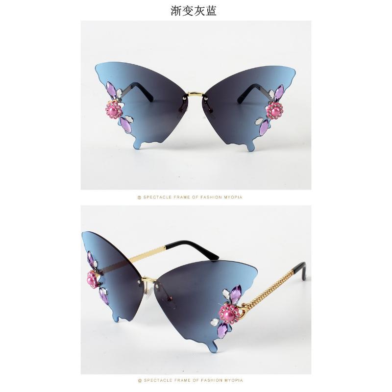 Luxury Butterfly Sunglasses Women Brand Y2k Vintage Rimless Oversized Sun Glasses Ladies Eyewear Gafas De Sol Gothic