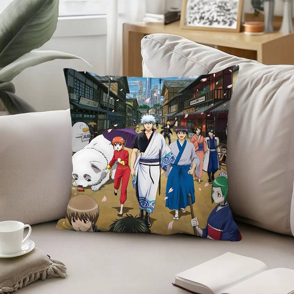 Anime GGintama Pillow Case Sofa And Living Room Decorative Cushion Covers Dustproof And Miteproof Invisible Zipper