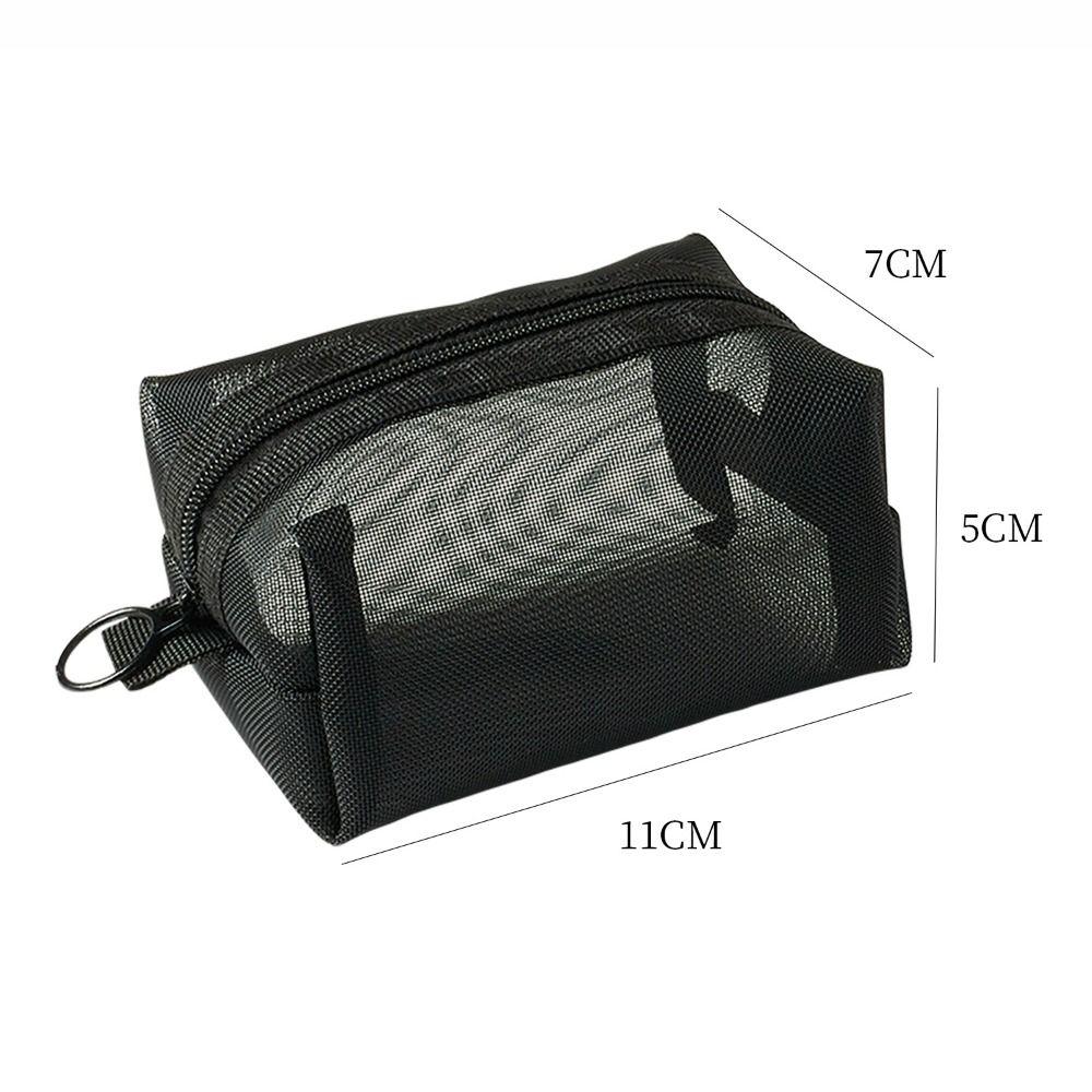 Vintage Three-dimensional Square Nylon Mesh Coin Purse Pouch Large Capacity Key Lipstick Earphone Organizer Card Bag